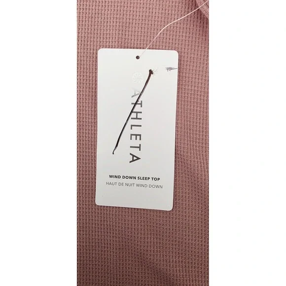 ATHLETA Wind Down Sleep Top Pink Sz M NWT Retail $49 Long Sleeve Waffle Henley - Picture 8 of 10